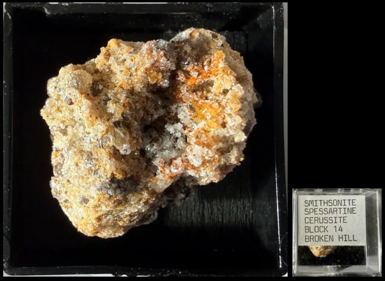 26060312 Smithsonite, Cerussite, Spessartine, Block 14 Open Cut, Broken Hill, NSW