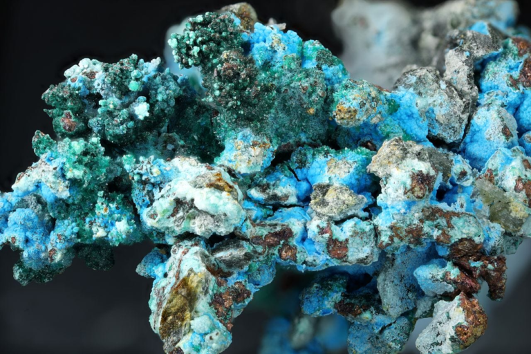 SOLD A114806 Chalcoalumite, Ajoite, Brochantite, Copper, Cuprite, New East Wheal Russel, Tavistock, Devon, England, UK